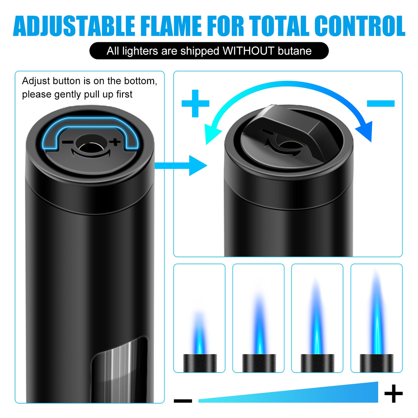 LcFun Torch Lighter Refillable Butane Lighters Long Stem with Visible Fuel Tank, Windproof Jet Flame Flexible Long Neck Lighter for Grill BBQ Fireplace (Butane Not Included)