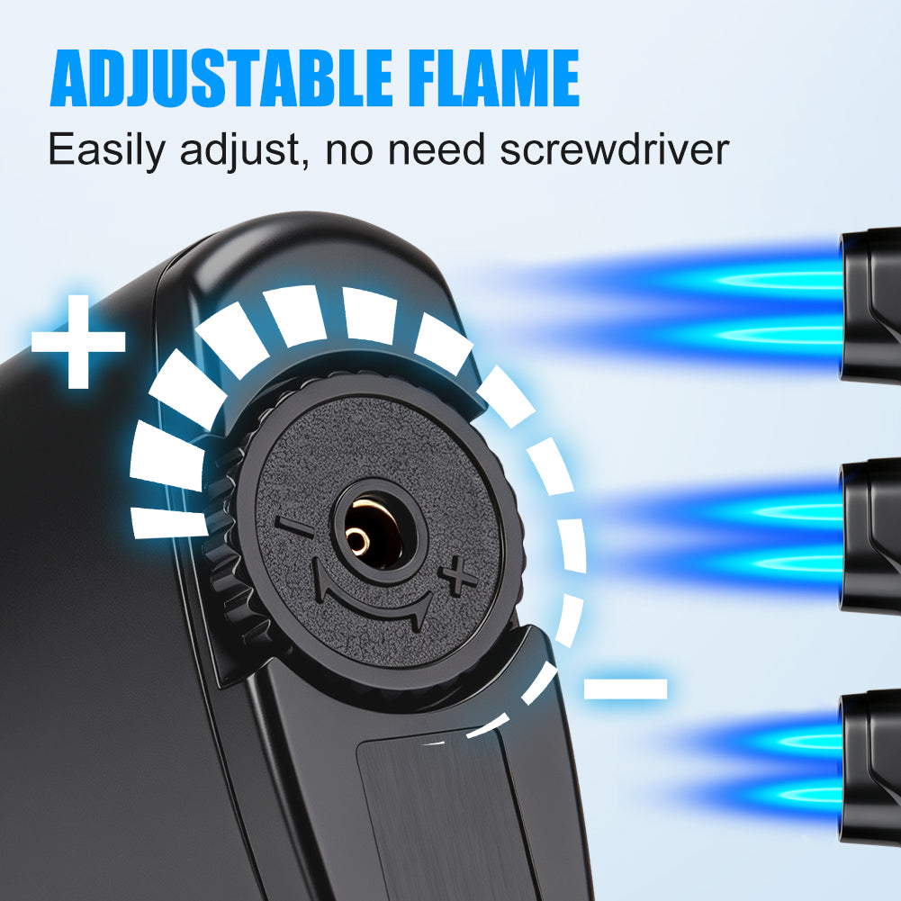 2 Pack Torch Lighters Refillable Butane Lighter, Windproof Adjustable Dual Flame Cigar Torch Lighters (Butane NOT Included)