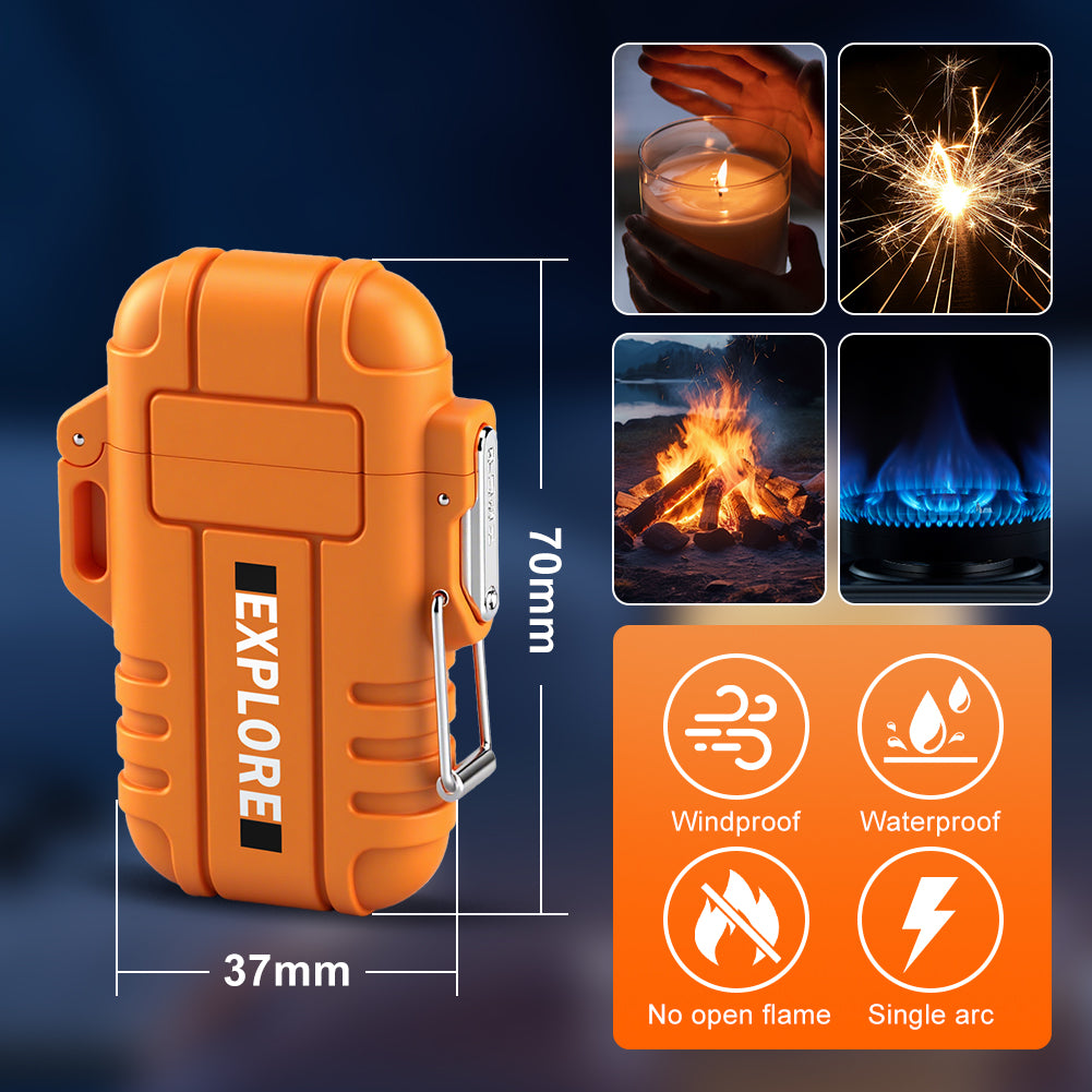 LcFun Electric Lighter USB C Rechargeable Plasma Lighter Windproof Flameless Arc Lighters, Waterproof Matches for Camping Hiking Hunting, Survival Tactical Gear Gifts for Men Fathers Husband