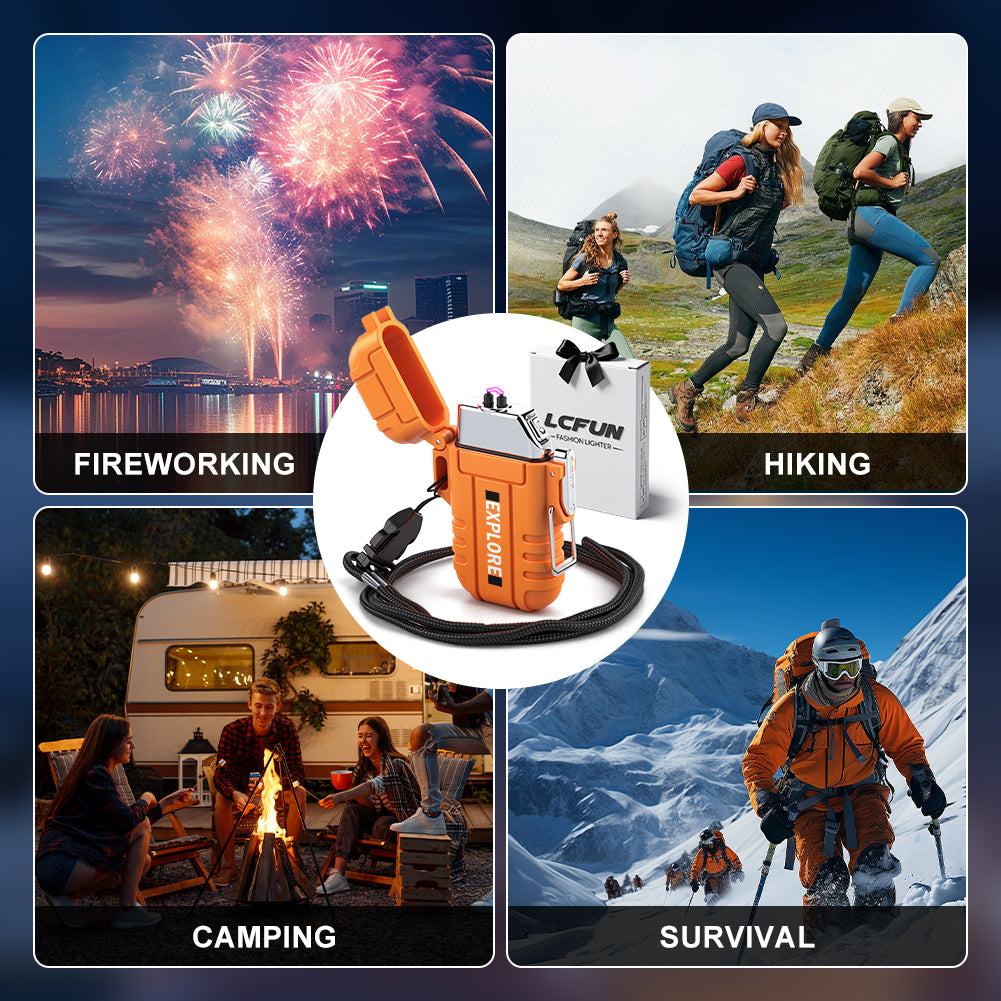 LcFun Electric Lighter USB C Rechargeable Plasma Lighter Windproof Flameless Arc Lighters, Waterproof Matches for Camping Hiking Hunting, Survival Tactical Gear Gifts for Men Fathers Husband
