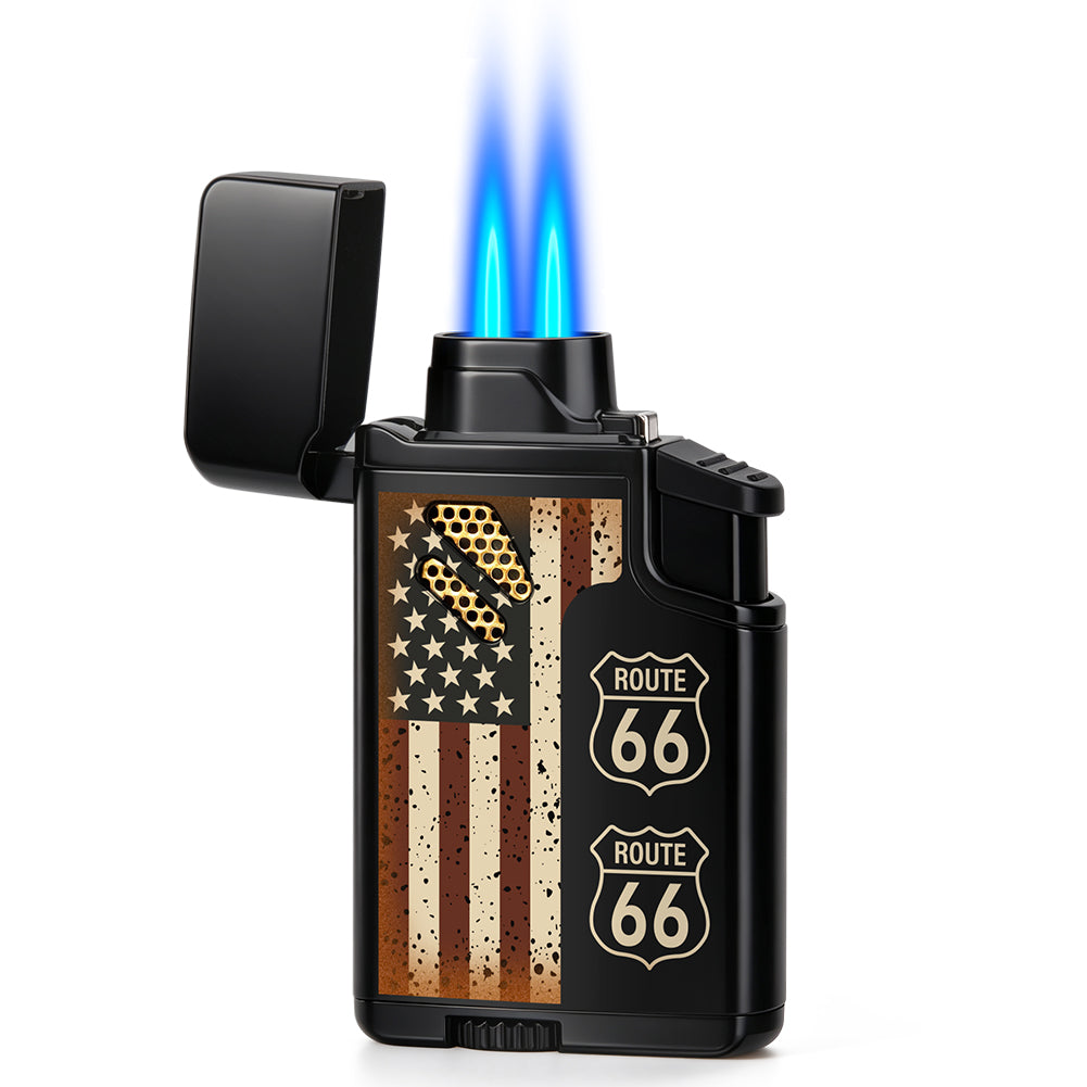 Torch Lighter Skull Windproof Dual Jet Flame Butane Lighters, Refillable Cigar Torch Cigarette Lighters