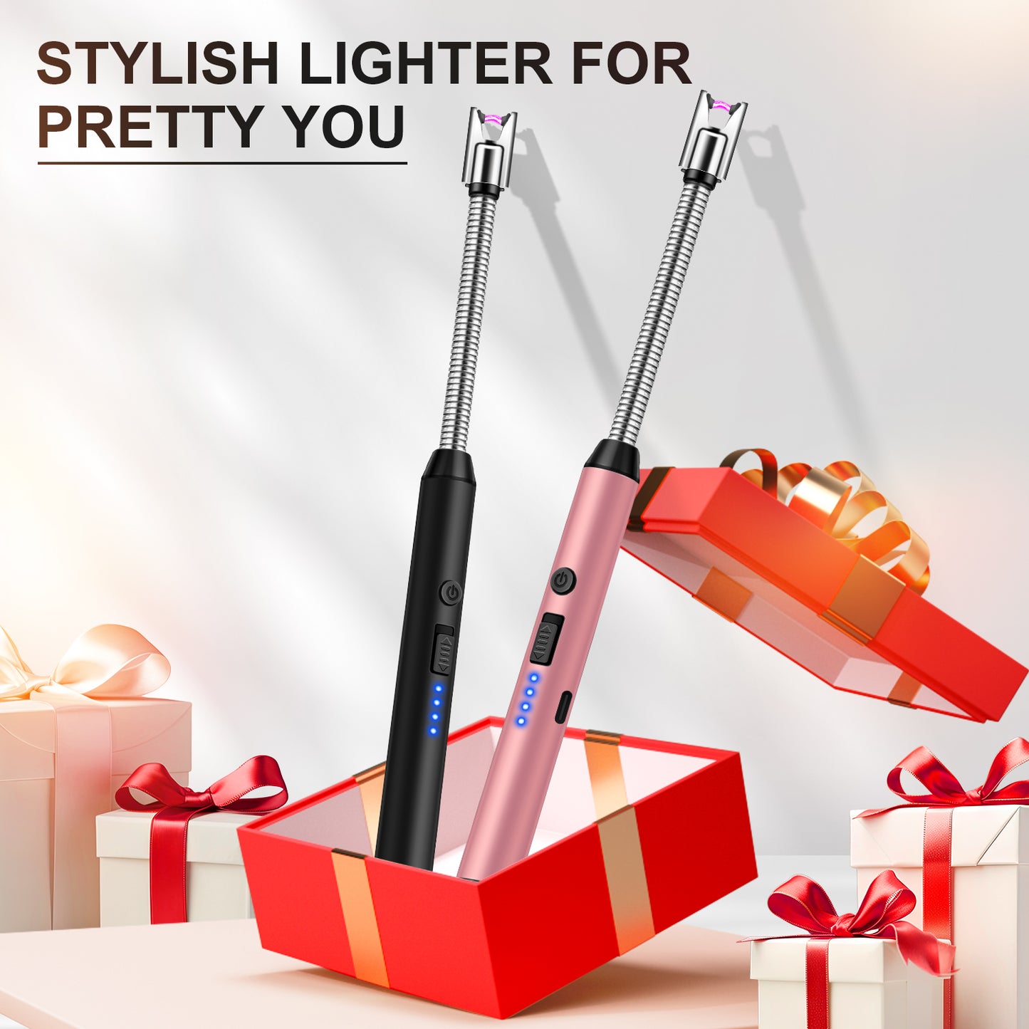 3 Pack Electric Lighter, Long Reach Candle Lighters USB Rechargeable, Arc Plasma Lighter Windproof and Flameless for BBQ, Candles, Grill and Camping