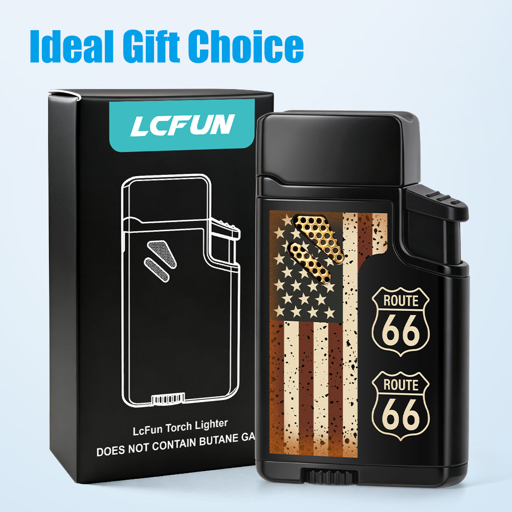 Torch Lighter Skull Windproof Dual Jet Flame Butane Lighters, Refillable Cigar Torch Cigarette Lighters