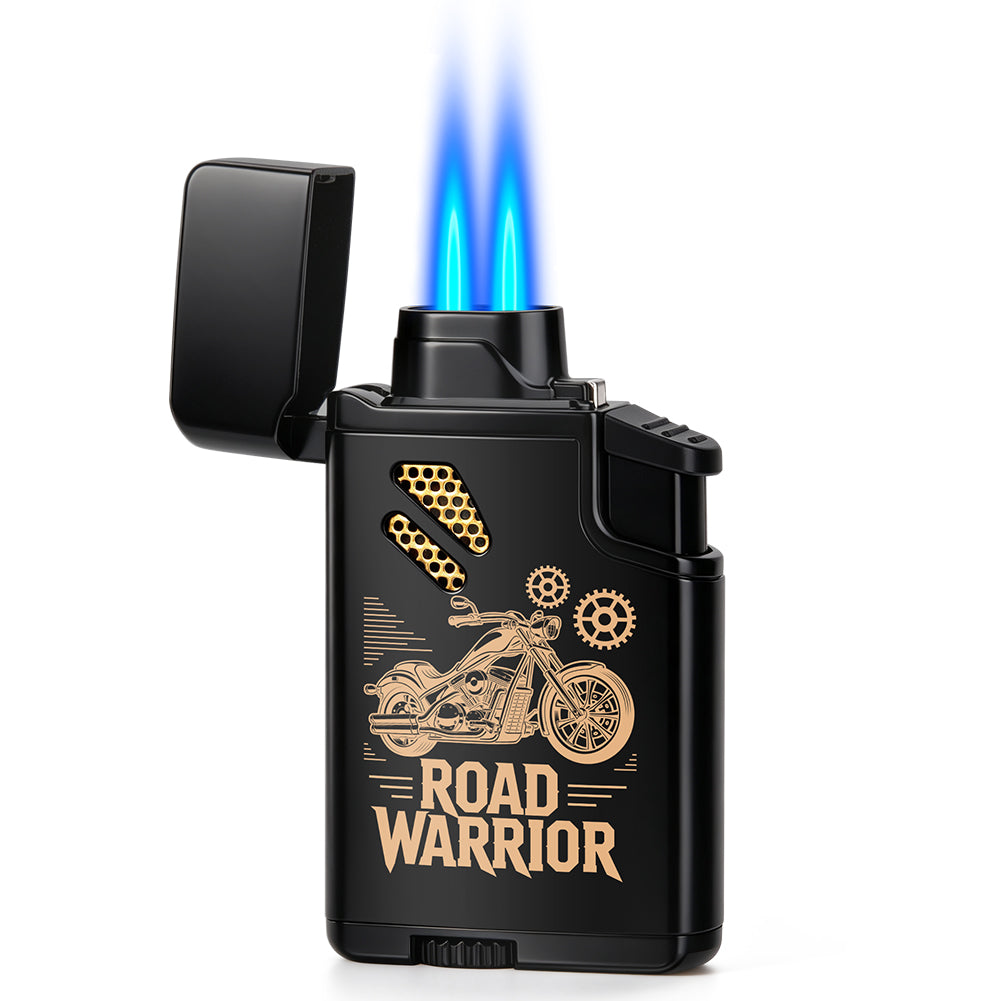 Torch Lighter Skull Windproof Dual Jet Flame Butane Lighters, Refillable Cigar Torch Cigarette Lighters