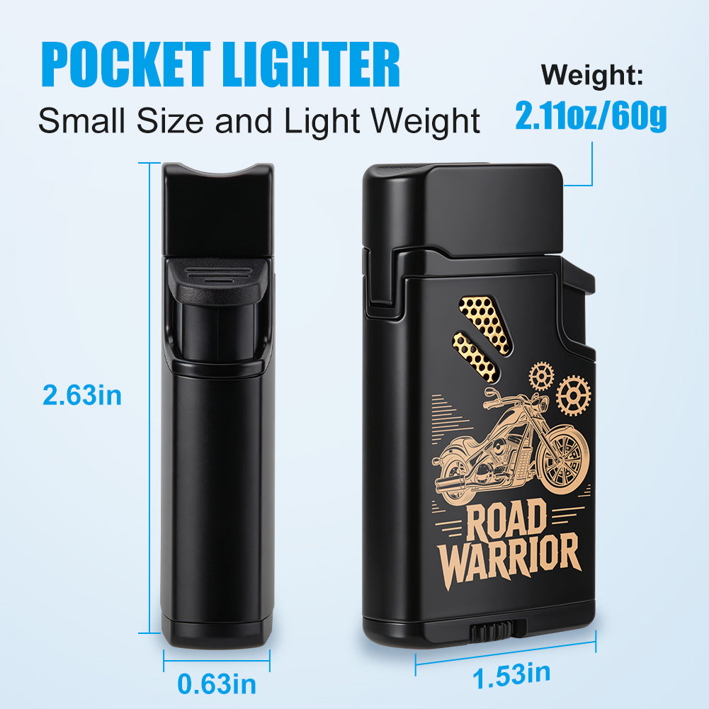 Torch Lighter Skull Windproof Dual Jet Flame Butane Lighters, Refillable Cigar Torch Cigarette Lighters
