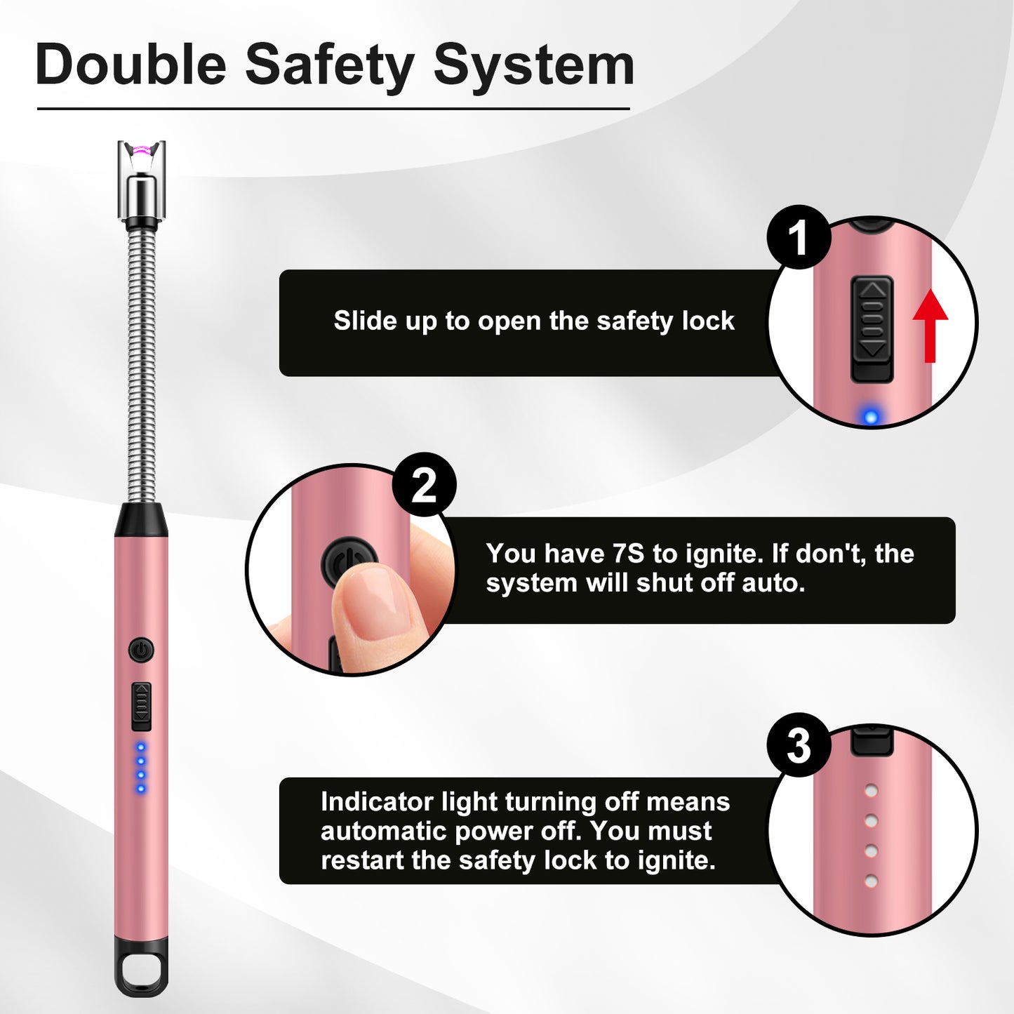 LcFun 2 Pack Candle Lighter Windproof USB C Rechargeable Electric Lighters with 360° Flexible Neck & Safety Lock, Windproof Flameless Lighters Long Stem Matches for Candle, Grill, BBQ, Gas Stoves