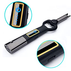 Arc Lighter USB Candle Lighter Flameless Rechargeable Electric Lighters Long Lighter Windproof Plasma Lighter with Opener and LED Flashlight for Candle,Gas Stove,Grill,BBQ