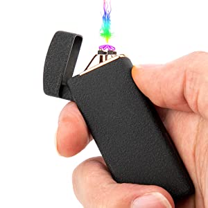 Windproof Arc Lighter X Plasma Lighters Rechargeable USB Lighter Electric Lighter Candle Lighter-with LED Display Power (Matte Black)