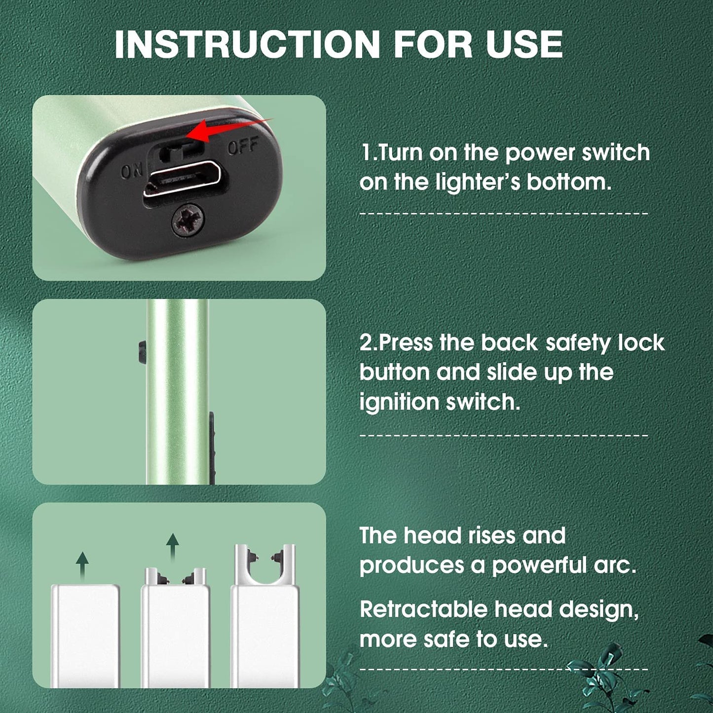 Candle Lighter USB Rechargeable Electric Arc Lighter Windproof Flameless Plasma Lighters Long Grill Lighter with Battery Indicator for Candle,BBQ,Kitchen,Fireworks (Green)