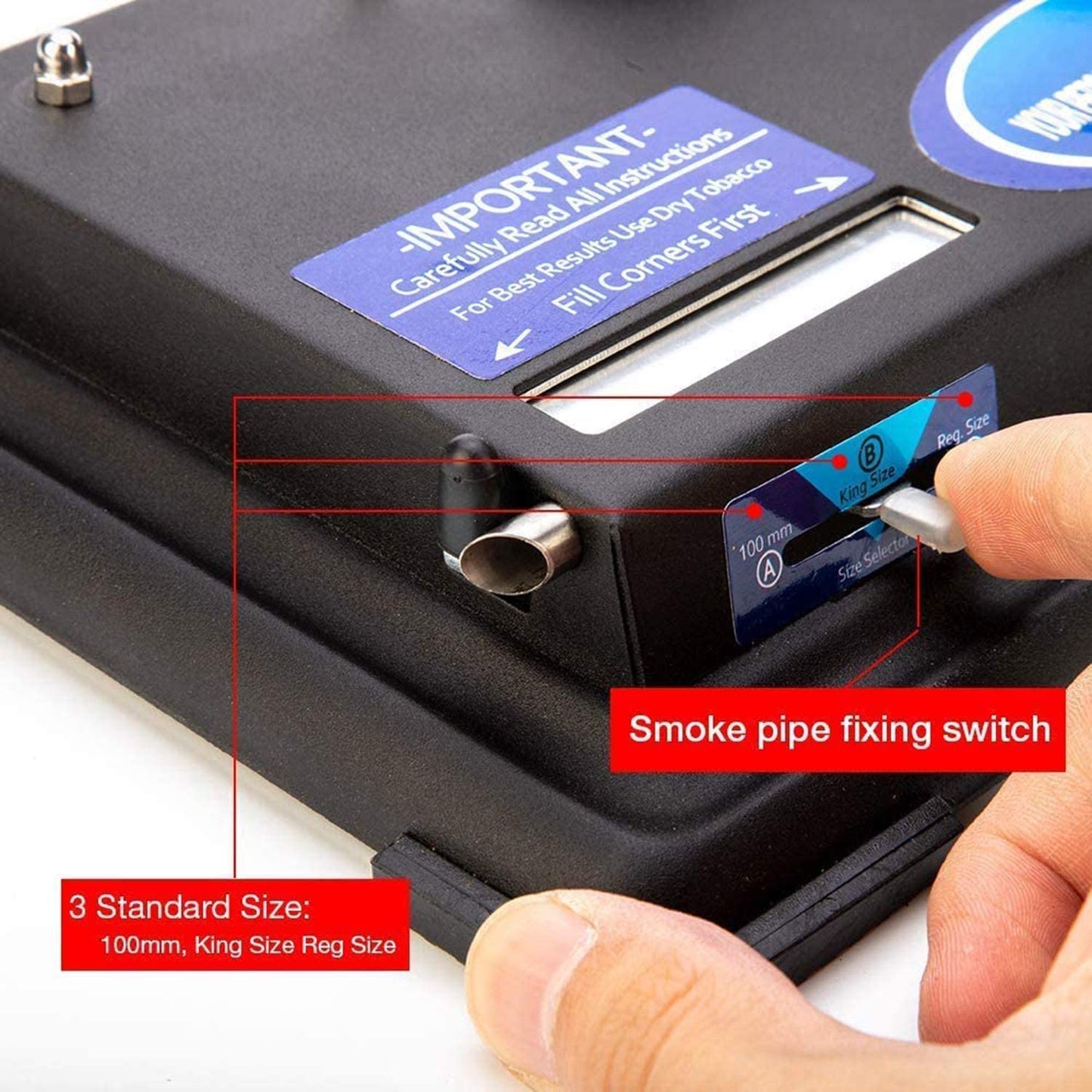 Cigarette Rolling Machine,Hand Operation Tobacco Injector Machine Cigarette Roller Maker for King Size,100mm,Regular Tubes-for 8mm Diameter Cigarette Tube (Stylish Black)