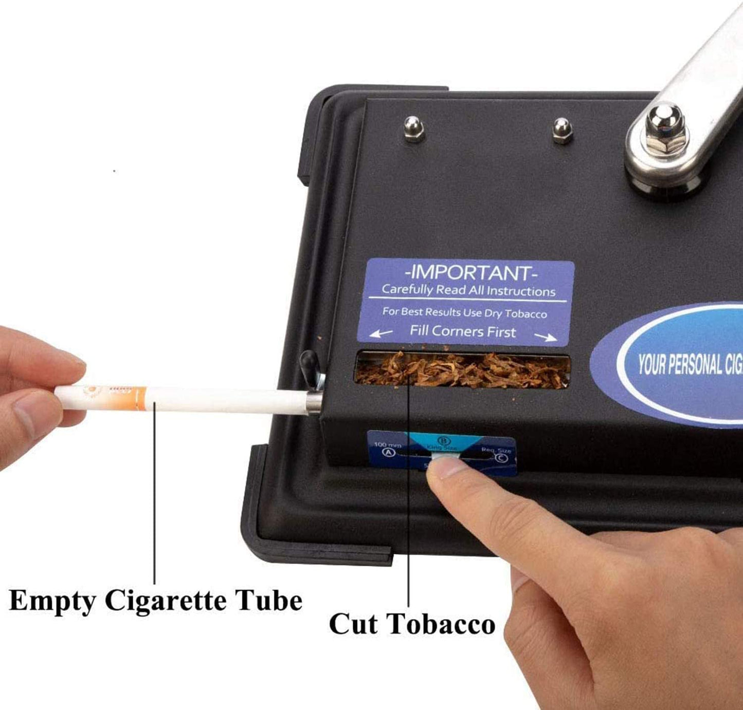 Cigarette Rolling Machine,Hand Operation Tobacco Injector Machine Cigarette Roller Maker for King Size,100mm,Regular Tubes-for 8mm Diameter Cigarette Tube (Stylish Black)