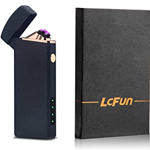 Windproof Arc Lighter X Plasma Lighters Rechargeable USB Lighter Electric Lighter Candle Lighter-with LED Display Power (Matte Black)