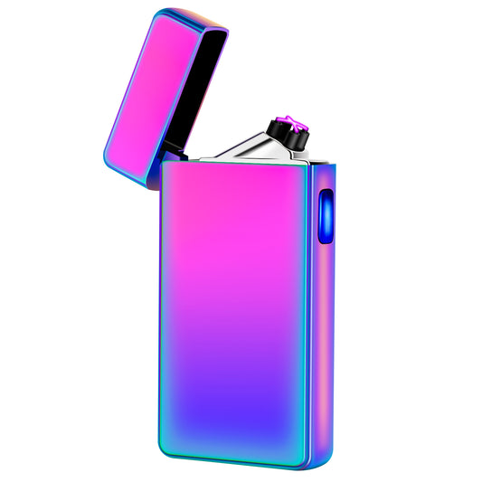 lcfun Lighter,Electric Lighter USB Rechargeable Dual Arc Plasma Lighter Electronic Windproof Lighter for Indoor&Outdoor,Camping,Fire,Candle,Indoor&Outdoor(Rainbow）