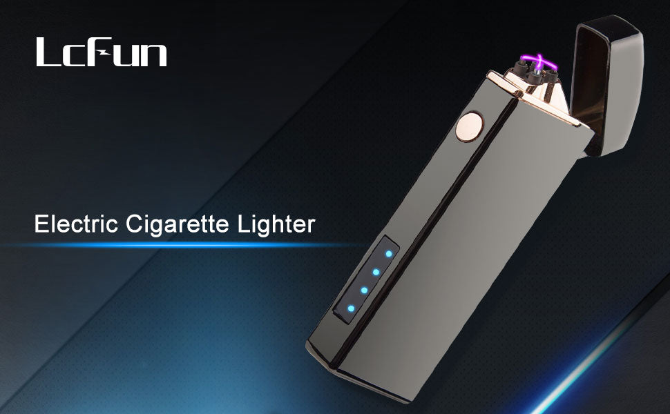 Windproof Arc Lighter X Plasma Lighters Rechargeable USB Lighter Electric Lighter for Candle-with LED Display Power (Black)