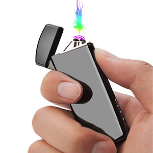 Windproof Arc Lighter X Plasma Lighters Rechargeable USB Lighter Electric Lighter for Candle-with LED Display Power (Black)