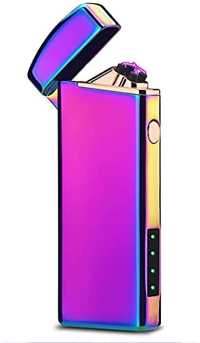 Windproof Arc Lighter Plasma Lighters Rechargeable USB Lighters Candle Lighter-with LED Display Power,Cool Flameless Electric Lighter for Candles, Incense, Outdoor Camping (Pink)