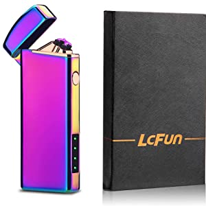 Windproof Arc Lighter Plasma Lighters Rechargeable USB Lighters Candle Lighter-with LED Display Power,Cool Flameless Electric Lighter for Candles, Incense, Outdoor Camping (Pink)