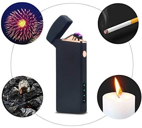 Windproof Arc Lighter X Plasma Lighters Rechargeable USB Lighter Electric Lighter Candle Lighter-with LED Display Power (Matte Black)