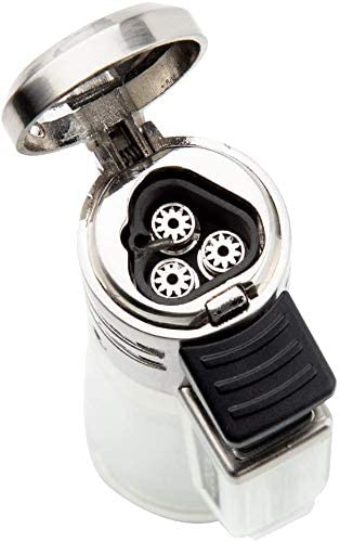 Torch Cigar Lighter 1 Pack Triple Jet Flame Refillable Butane Lighter Gas Fluid Lighter Jet Torch Lighters Butane Cigar Lighter-Butane NOT Included (Silver)