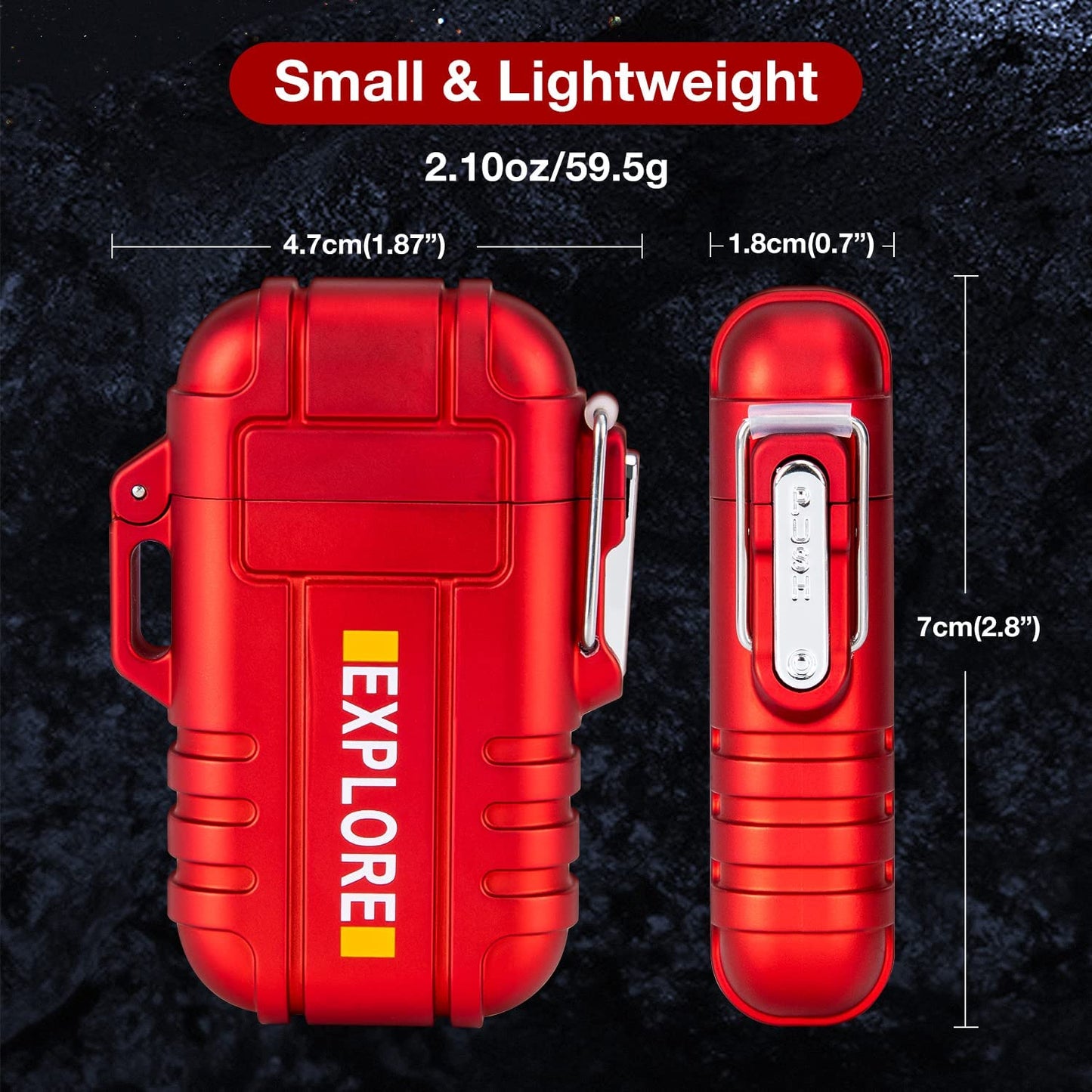 Arc Lighter Waterproof Windproof Plasma Lighter Rechargeable USB Lighter Flameless Electric Lighters with Lanyard for Survival,Tactical,EDC Gear,Camping (Red)