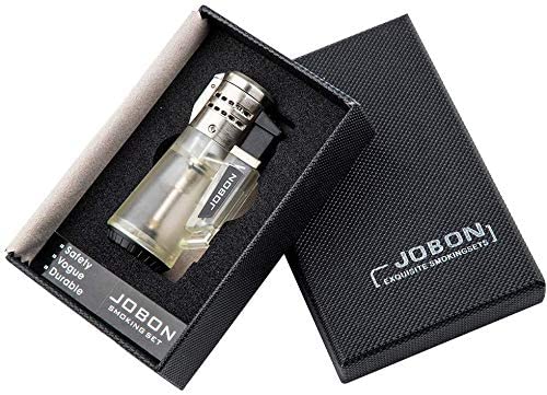 Torch Cigar Lighter 1 Pack Triple Jet Flame Refillable Butane Lighter Gas Fluid Lighter Jet Torch Lighters Butane Cigar Lighter-Butane NOT Included (Silver)