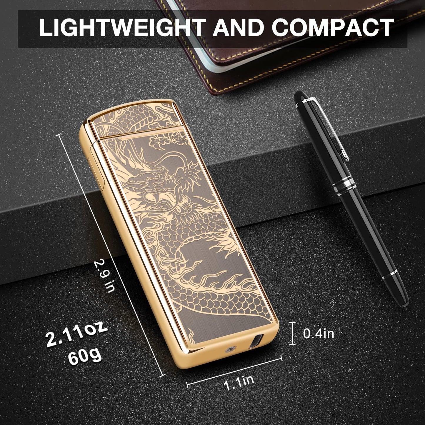 Electric Lighters, USB Rechargeable Lighter, Plasma Dual Arc Lighter, Windproof Flameless Lighter, Pocket Cool Lighter with LED Battery Indication for Candles, Incense, Outdoor Camping