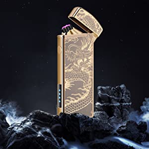 Electric Lighters, USB Rechargeable Lighter, Plasma Dual Arc Lighter, Windproof Flameless Lighter, Pocket Cool Lighter with LED Battery Indication for Candles, Incense, Outdoor Camping