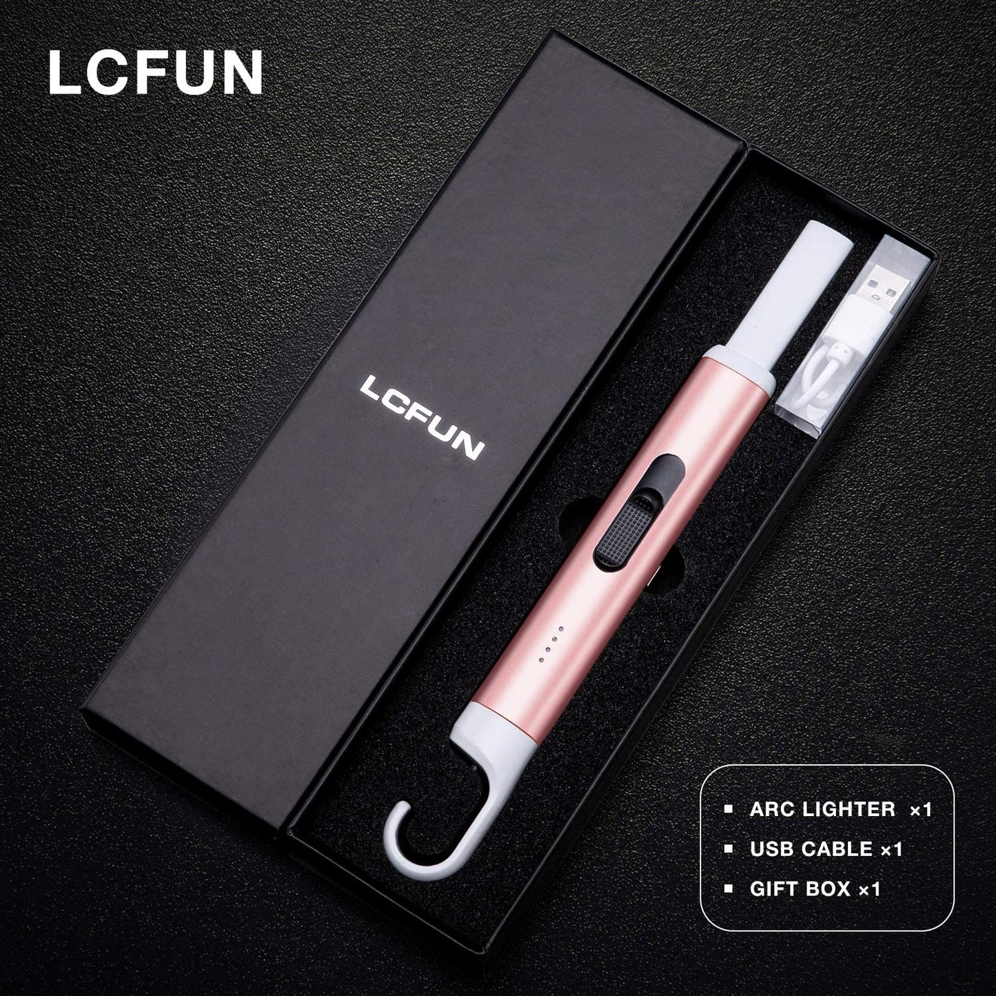 Electric Candle Lighter,Arc Lighter USB Rechargeable Flameless Electronic Lighter Windproof Plasma Long Neck Lighter with LED Battery Indicator for Candle,Fireworks,Grill,Barbecue,Stove(Rose Gold)