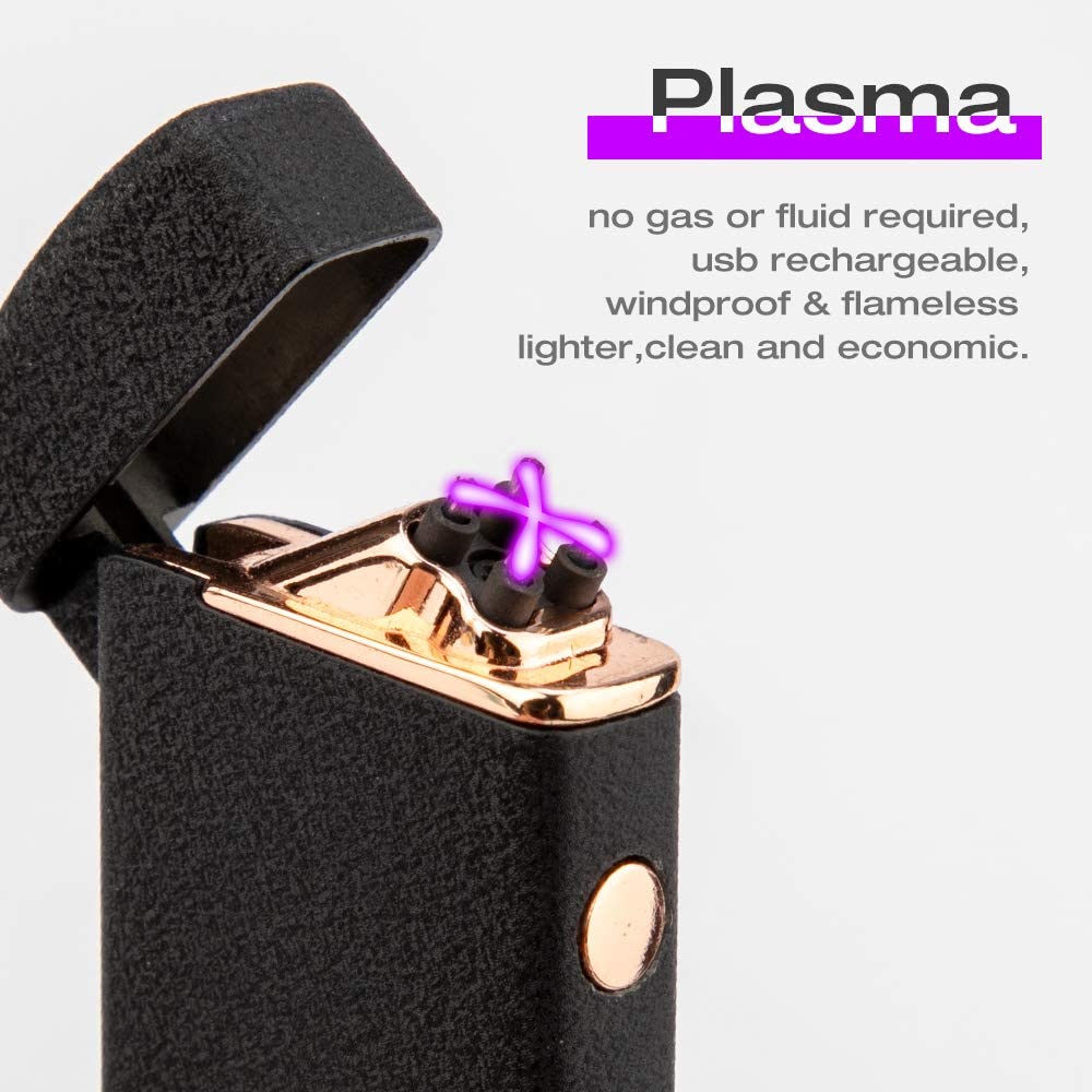 Windproof Arc Lighter X Plasma Lighters Rechargeable USB Lighter Electric Lighter Candle Lighter-with LED Display Power (Matte Black)