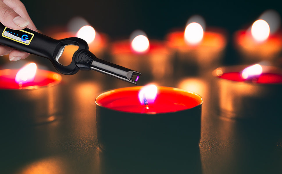 Arc Lighter USB Candle Lighter Flameless Rechargeable Electric Lighters Long Lighter Windproof Plasma Lighter with Opener and LED Flashlight for Candle,Gas Stove,Grill,BBQ